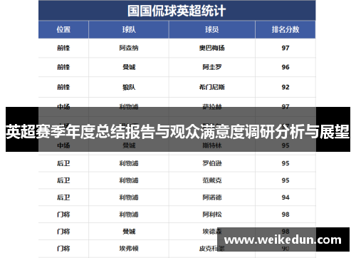 英超赛季年度总结报告与观众满意度调研分析与展望